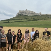 Students standing in a field