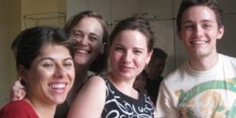 Students smiling for a group picture